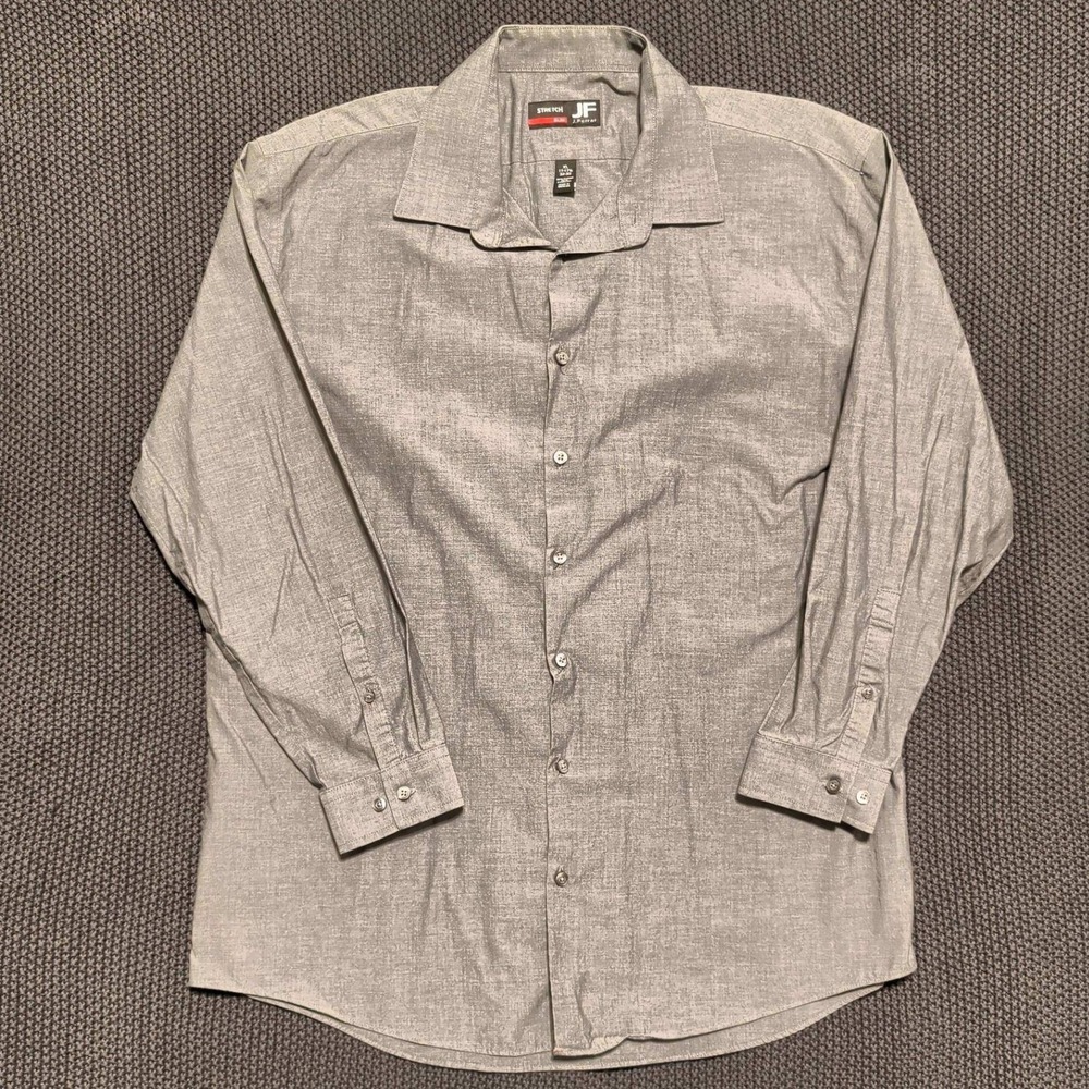 J. Ferrar Dress Shirt Mens XL Grey Stretch Slim Fit Long Sleeve Button Up